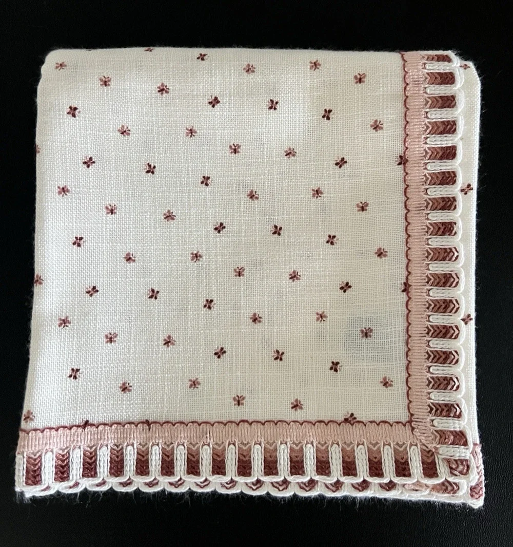 Vintage Tolentex Embroidered Tablecloth Made Germany Butterflies Pink 41.5 x 42
